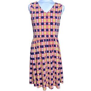 Boden womens dress 8 8r salmon orange navy white yellow